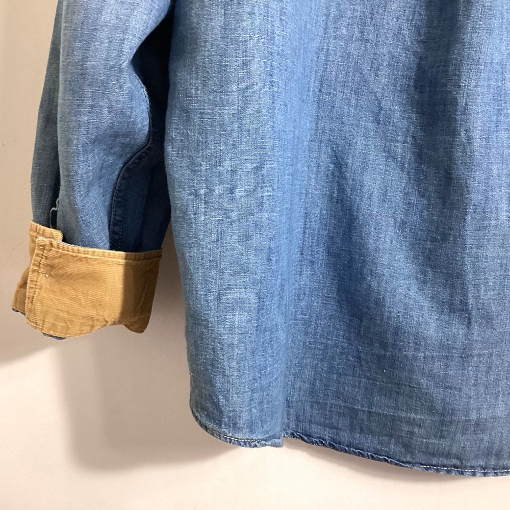 Banana Republic Relaxed Fit Corduroy Trim Chambray Shirt L - Picture 12 of 16